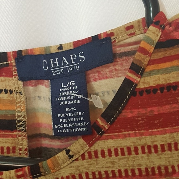 Chaps Sleeveless Top Tank Stretchy Striped - Picture 2 of 4